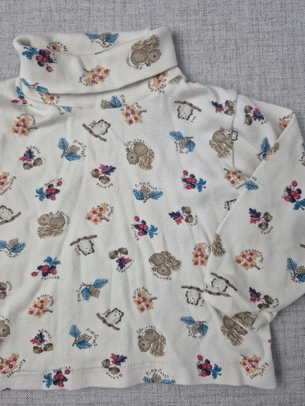 Vintage 90s Carter's Toddler Quilted Overalls & Turtleneck Set 18-24M Woodland